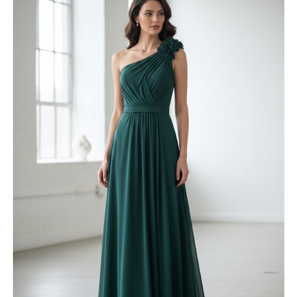 After Six Teal One-Shoulder Dress